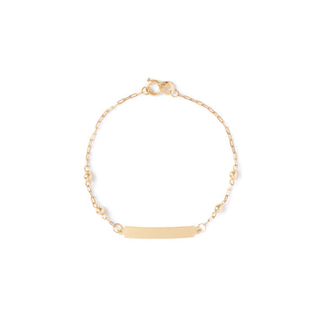Pulseira Petit Plaquinha com bolinhas ouro 18k